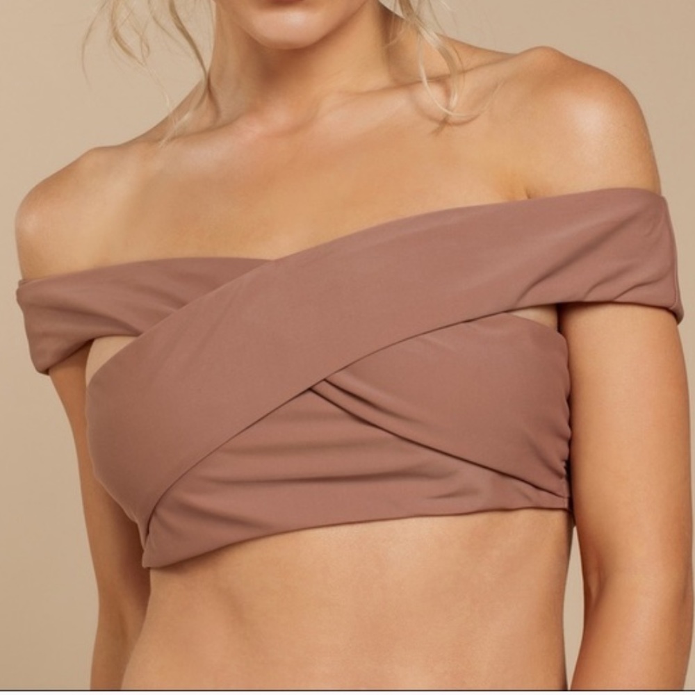 TOBI MAUVE BIKINI TOP OFF SHOULDER